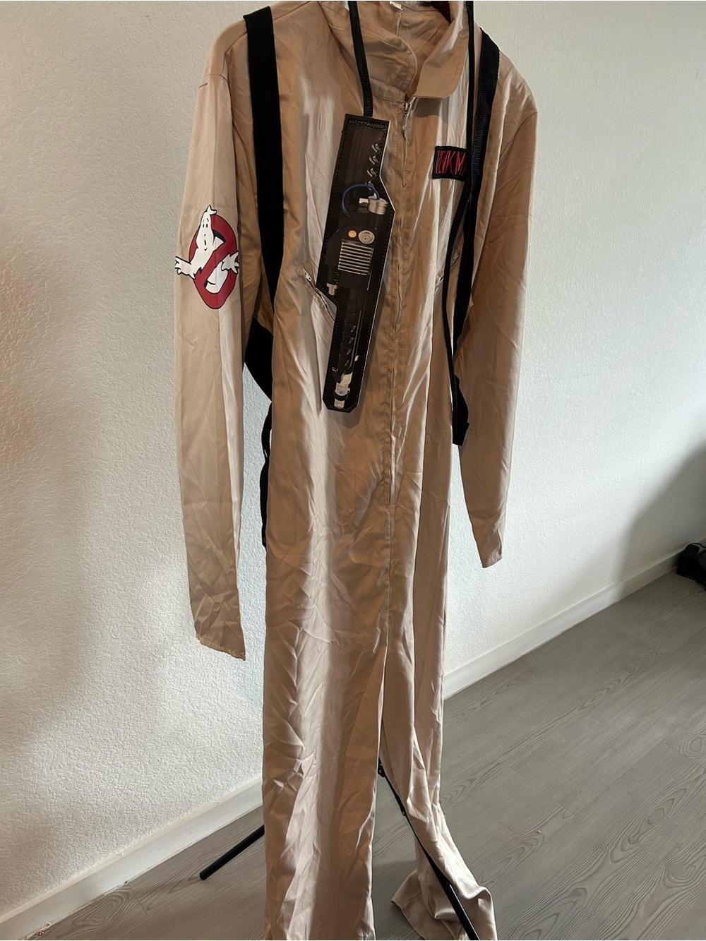 Ghostbusters Beige Men’s Jumpsuit Jacket with Vintage Patch Halloween